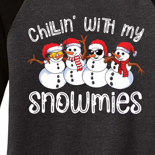 Snowman Christmas Chillin With My Snowmies Ugly Gift Women's Tri-Blend 3/4-Sleeve Raglan Shirt