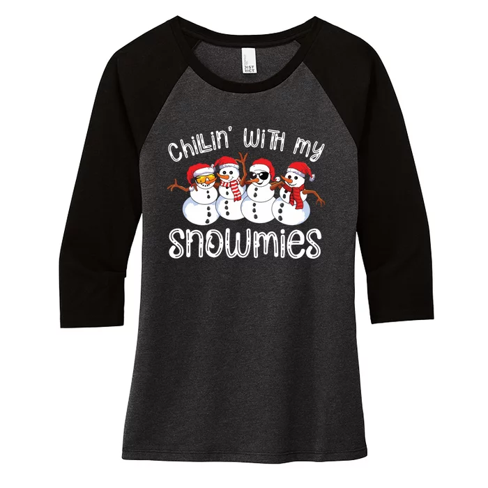 Snowman Christmas Chillin With My Snowmies Ugly Gift Women's Tri-Blend 3/4-Sleeve Raglan Shirt