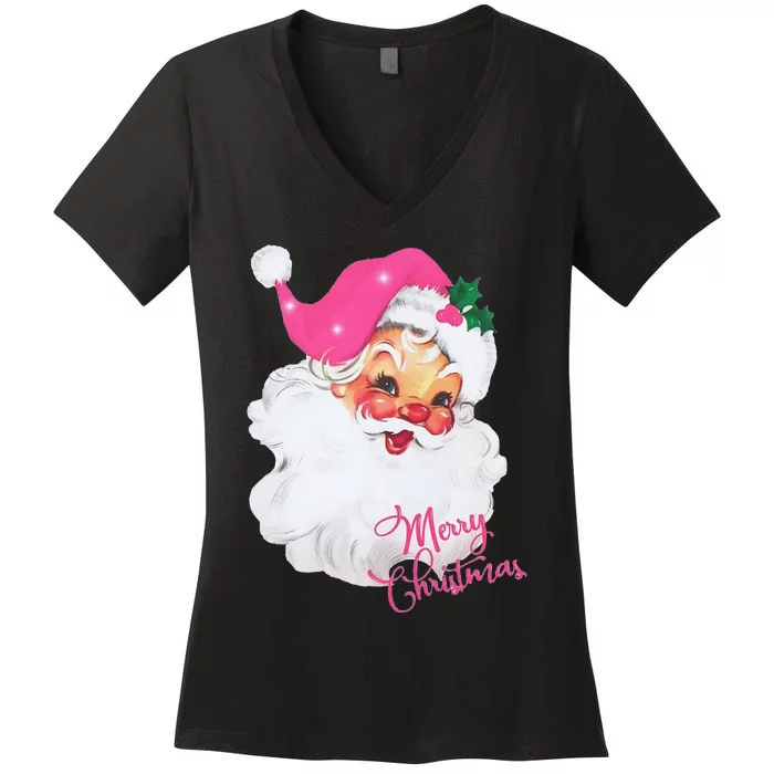 Santa Claus Christmas Design Women's V-Neck T-Shirt