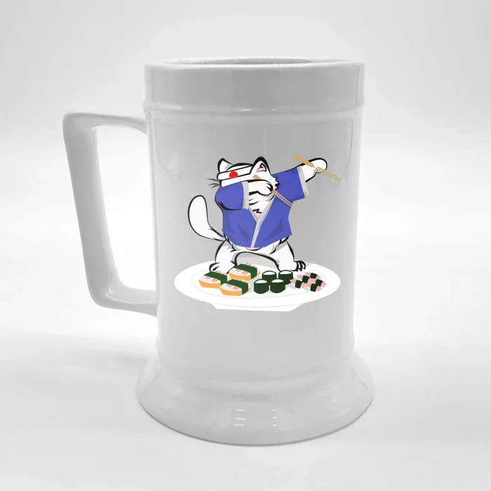 Sushi Chef Cool Gift Dabbing White Cat Meaningful Gift Front & Back Beer Stein