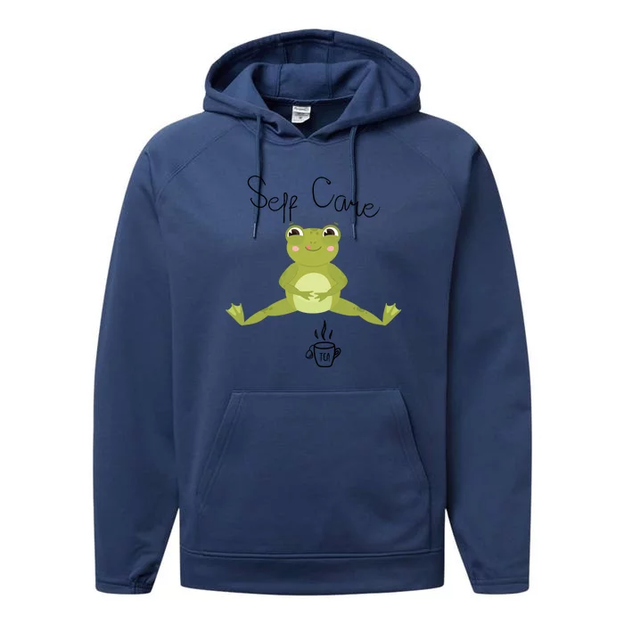 Self Care Cute Kawaii Frog Ing Tea Funny Frog Gift Performance Fleece Hoodie