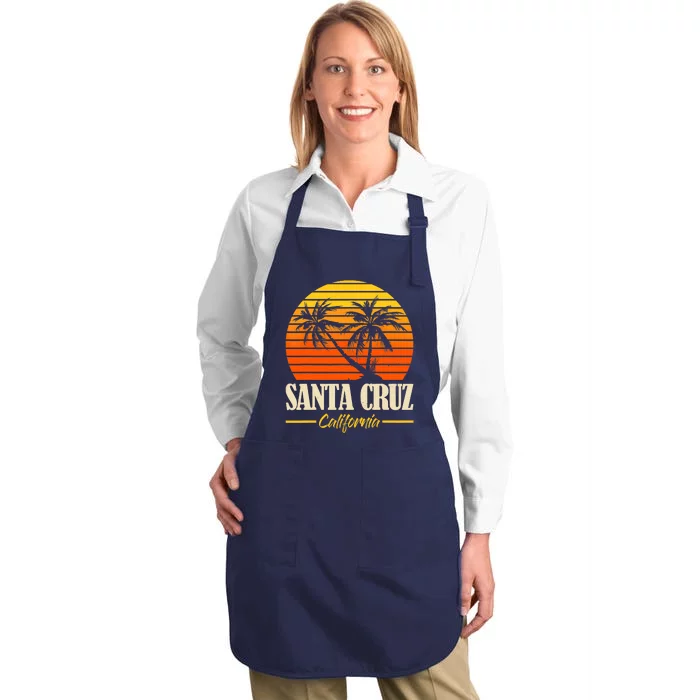 Santa Cruz California Retro Vintage Sunset Beach 70s 80s Full-Length Apron With Pocket