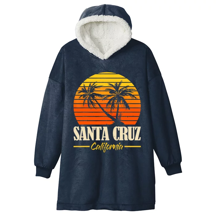 Santa Cruz California Retro Vintage Sunset Beach 70s 80s Hooded Wearable Blanket