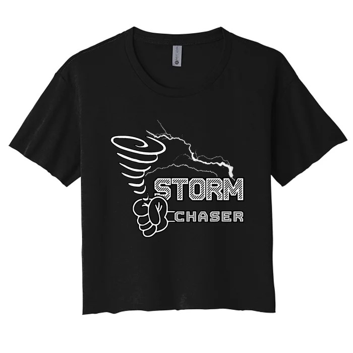 Storm Chaser Cool Electric Lightning Tornado Weather Women's Crop Top Tee