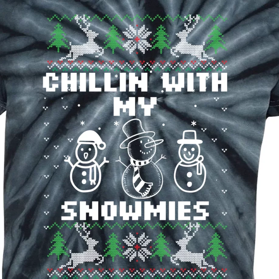 Snowman Christmas Chillin With My Snowmies Ugly Gift Family Kids Tie-Dye T-Shirt