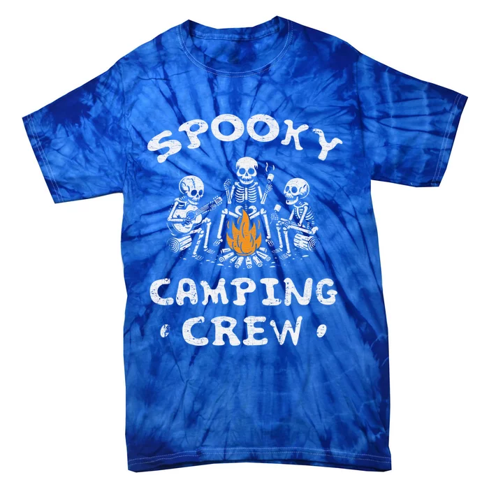 Spooky Camping Crew Halloween Camping Skeleton Campsite Gift Tie-Dye T-Shirt