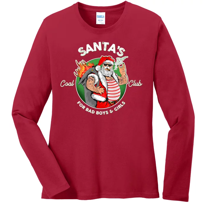 Santa's Coal Club For Bad Boys And Girls Ladies Long Sleeve Shirt