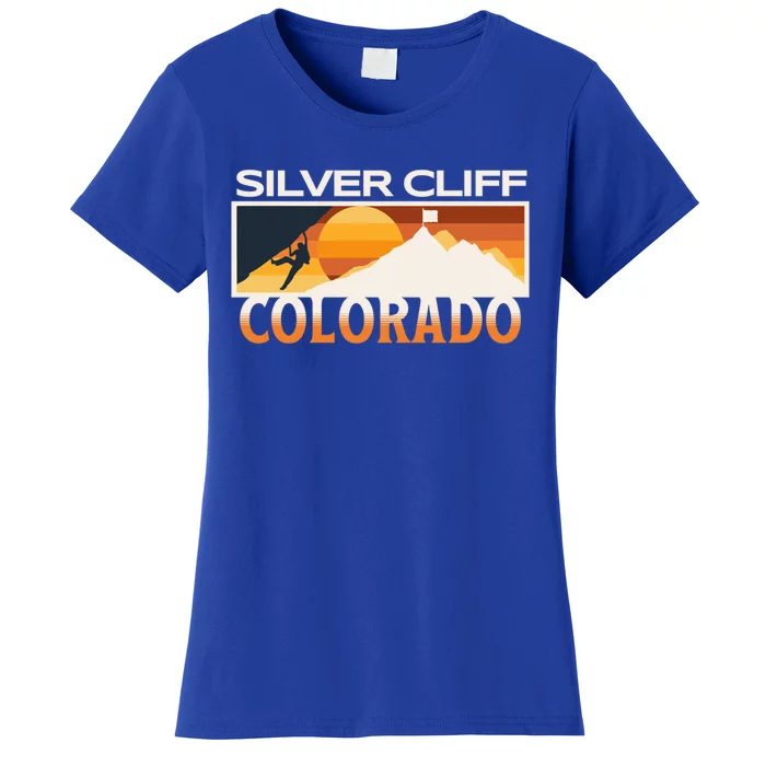 Silver Cliff Colorado Mountain Climber Retro Sunset Cute Gift Women's T-Shirt