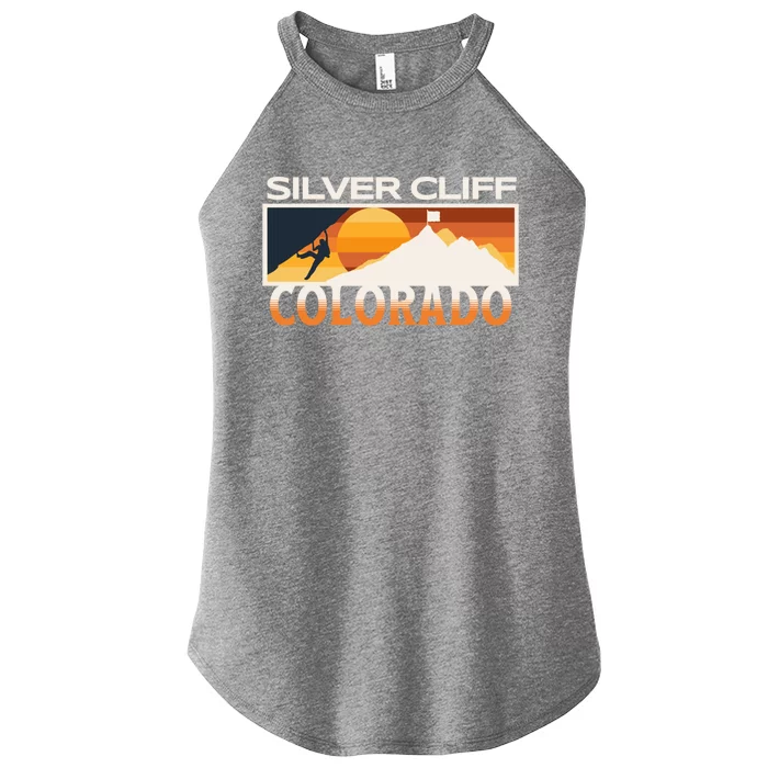 Silver Cliff Colorado Mountain Climber Retro Sunset Cute Gift Women’s Perfect Tri Rocker Tank