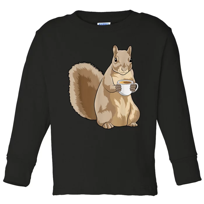 Squirrel Coffee Cup Toddler Long Sleeve Shirt