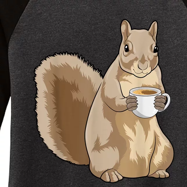 Squirrel Coffee Cup Women's Tri-Blend 3/4-Sleeve Raglan Shirt