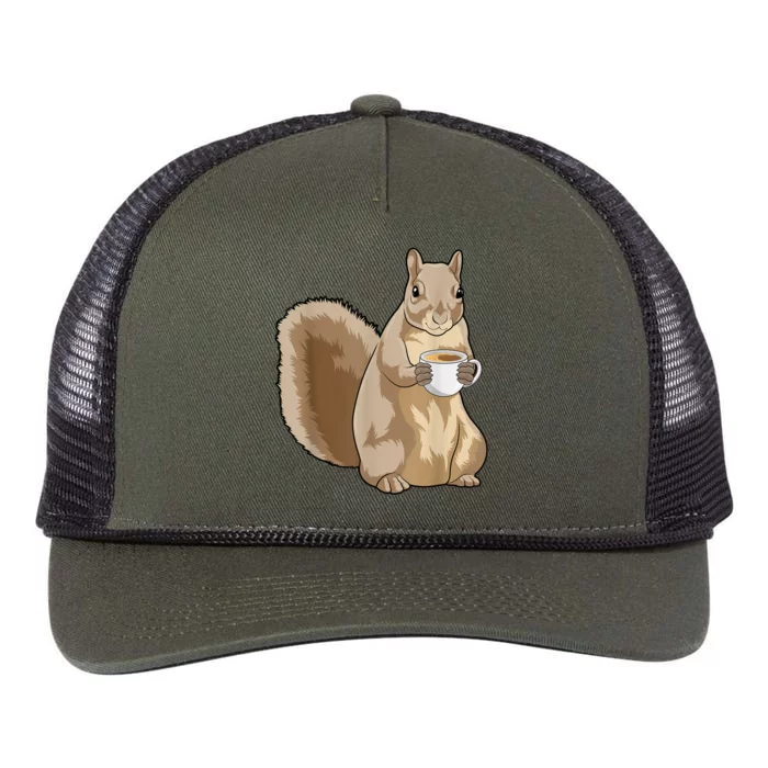 Squirrel Coffee Cup Retro Rope Trucker Hat Cap