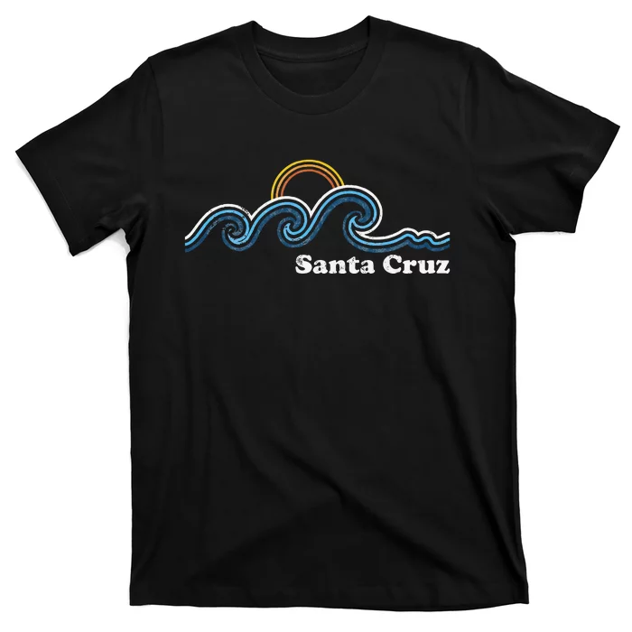 Santa Cruz California Ca Sufing Waves Sunset Beach Vintage T-Shirt