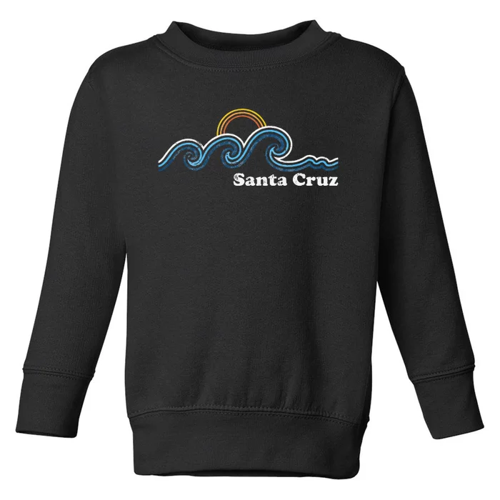 Santa Cruz California Ca Sufing Waves Sunset Beach Vintage Toddler Sweatshirt