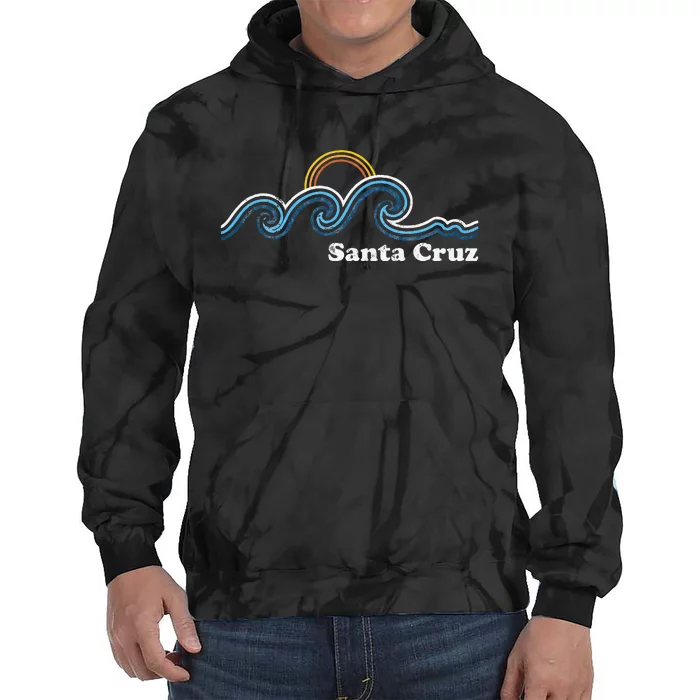 Santa Cruz California Ca Sufing Waves Sunset Beach Vintage Tie Dye Hoodie