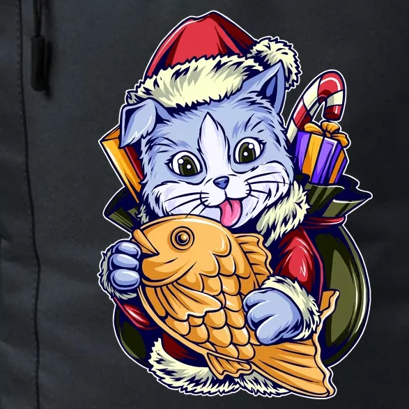 Santa Claus Christmas Cat Bringing Goldfish Daily Commute Backpack