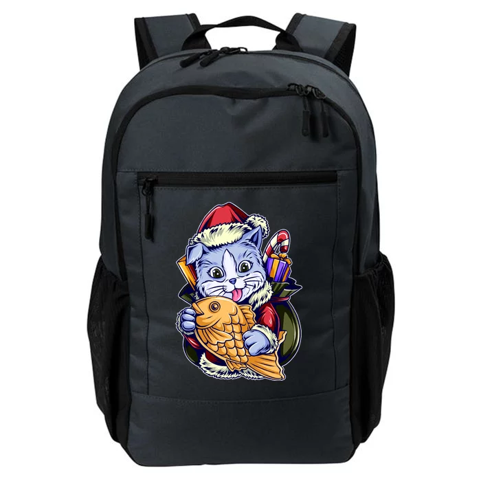 Santa Claus Christmas Cat Bringing Goldfish Daily Commute Backpack