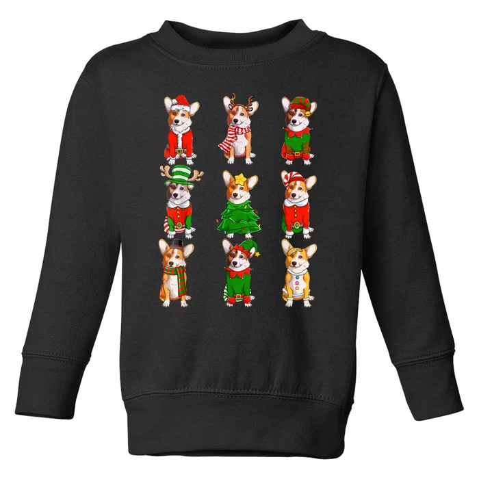 Santa Corgi Christmas Tree Lights Elf Reindeer Dog Lover Toddler Sweatshirt