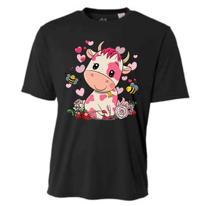 Strawberry Cow Cute Cow Pink Cow Pet Cooling Performance Crew T-Shirt