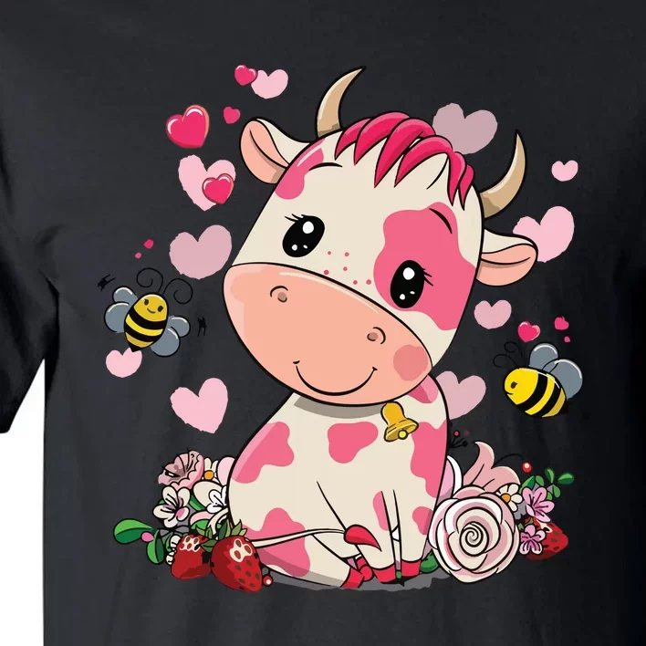 Strawberry Cow Cute Cow Pink Cow Pet Tall T-Shirt