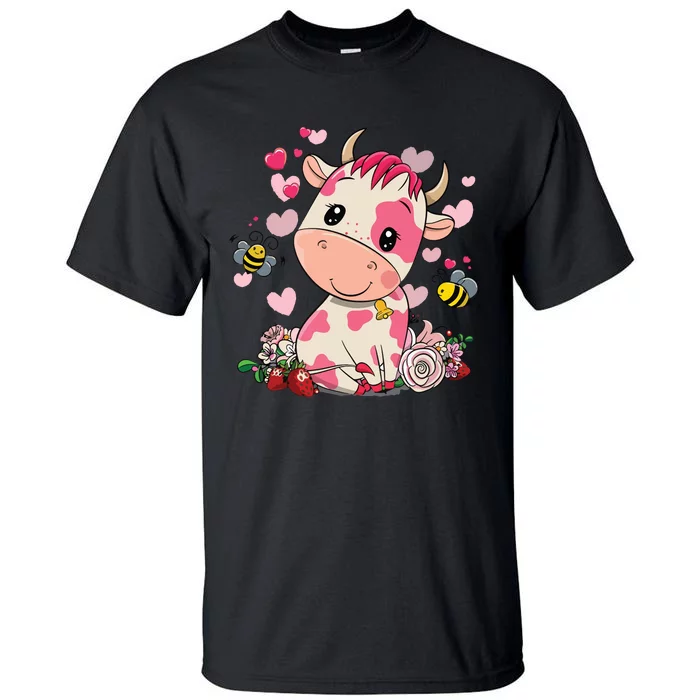 Strawberry Cow Cute Cow Pink Cow Pet Tall T-Shirt