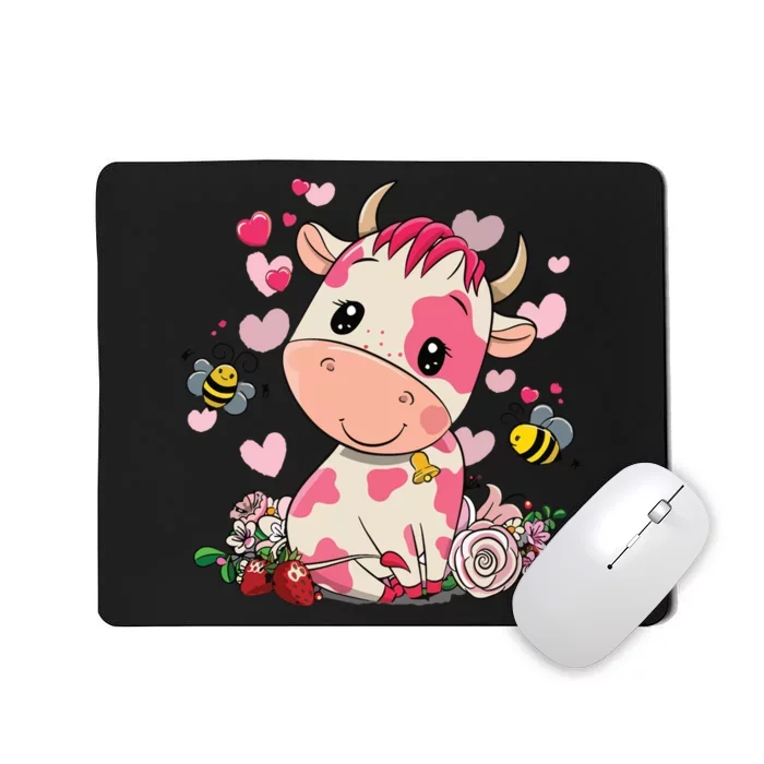 Strawberry Cow Cute Cow Pink Cow Pet Mousepad