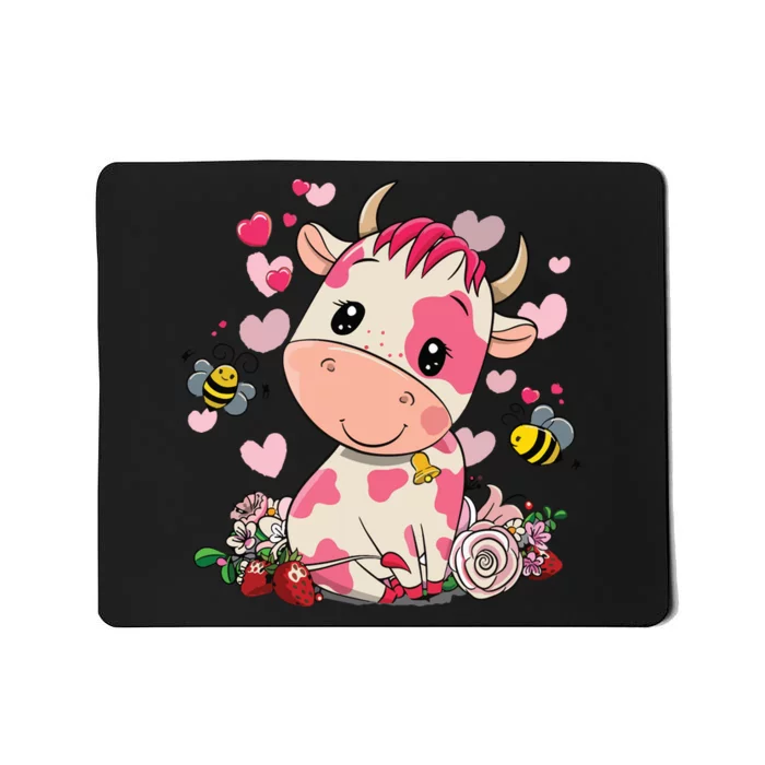 Strawberry Cow Cute Cow Pink Cow Pet Mousepad