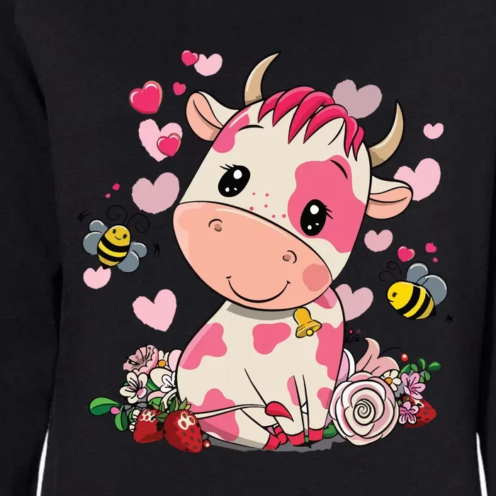 Strawberry Cow Cute Cow Pink Cow Pet Womens California Wash Sweatshirt