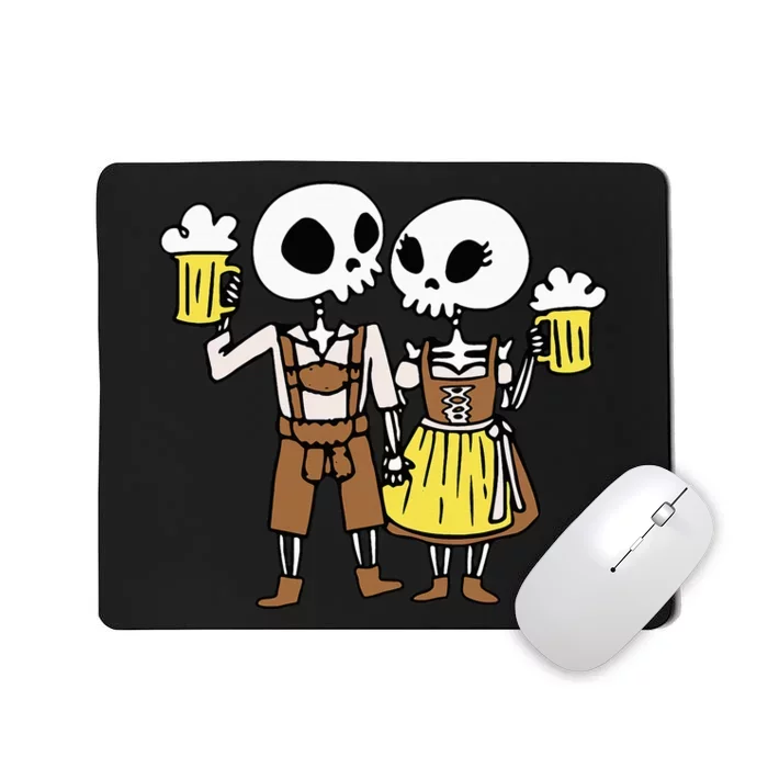 Skeleton Couple Cheering Beer Oktoberfest Halloween Mousepad