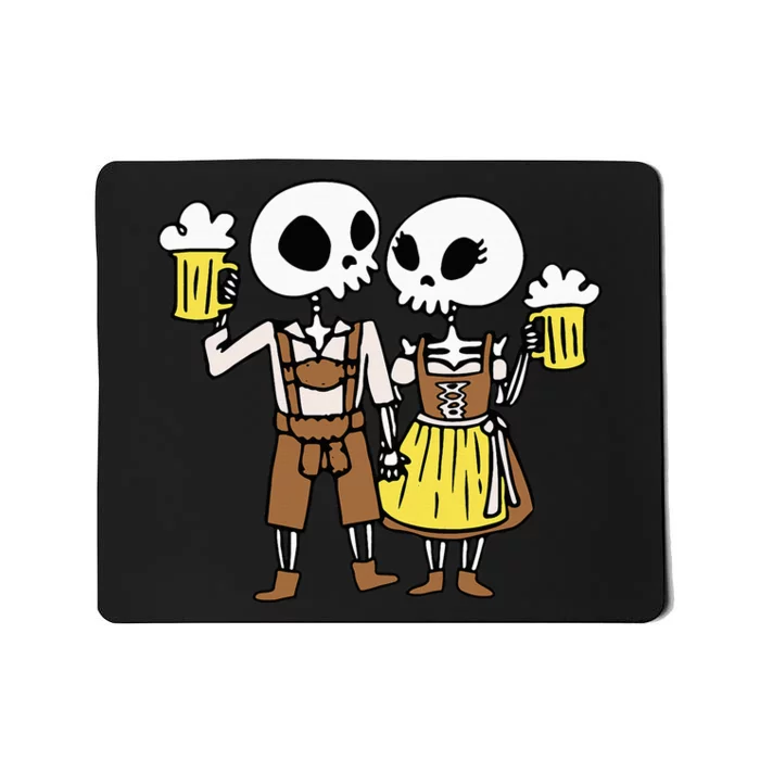 Skeleton Couple Cheering Beer Oktoberfest Halloween Mousepad