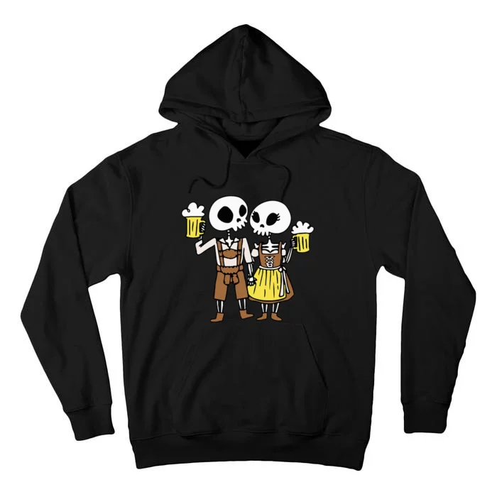 Skeleton Couple Cheering Beer Oktoberfest Halloween Tall Hoodie