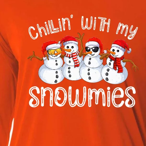 Snowman Christmas Chillin With My Snowmies Ugly Gift Cooling Performance Long Sleeve Crew