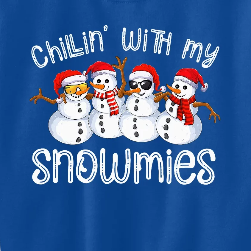 Snowman Christmas Chillin With My Snowmies Ugly Gift Kids Sweatshirt