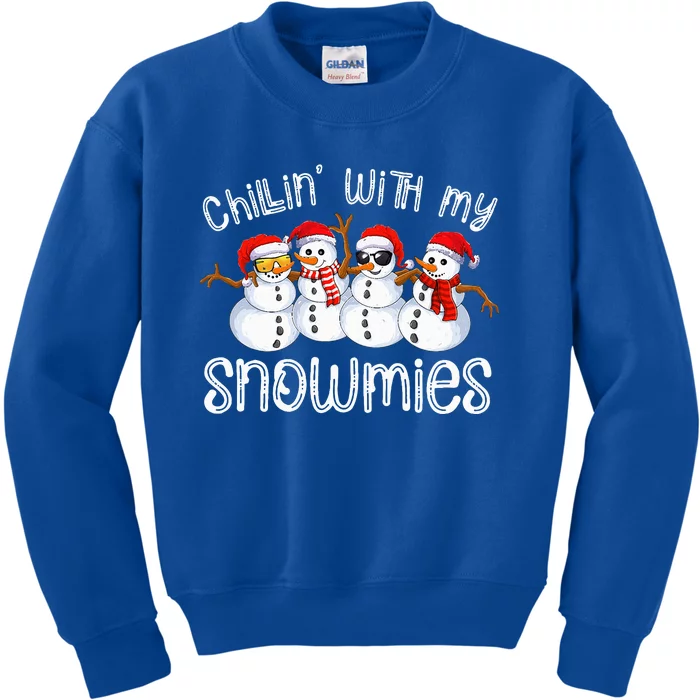 Snowman Christmas Chillin With My Snowmies Ugly Gift Kids Sweatshirt