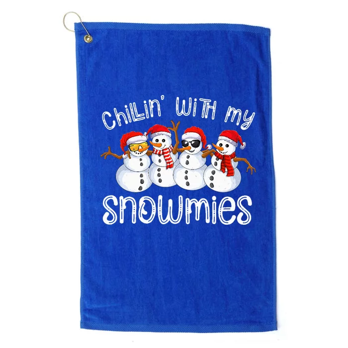 Snowman Christmas Chillin With My Snowmies Ugly Gift Platinum Collection Golf Towel