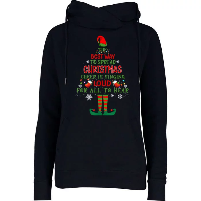 Spread Christmas Cheer Sing Out Loud Funny Festive Christmas Womens Funnel Neck Pullover Hood