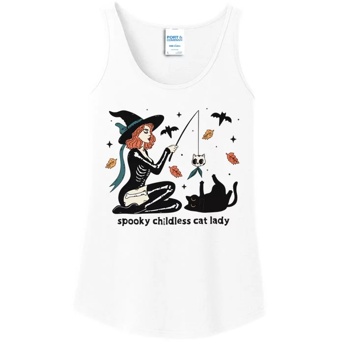 Spooky Childless Cat Lady Kamala Halloween Ladies Essential Tank