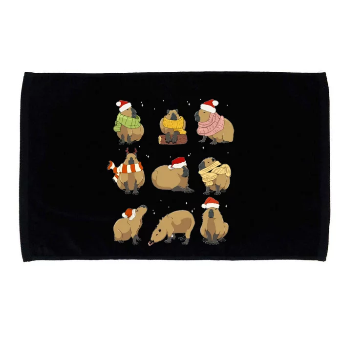 Santa Capybara Crew Christmas Funny Capybaras Lover Xmas PJ Microfiber Hand Towel