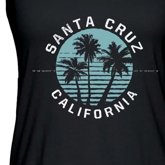 Santa Cruz California Sunset 70s 80s Surfer Summer Sun Ladies Essential Flowy Tank