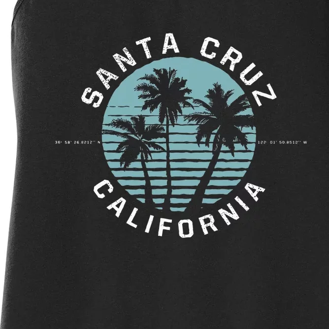 Santa Cruz California Sunset 70s 80s Surfer Summer Sun Women's Racerback Tank