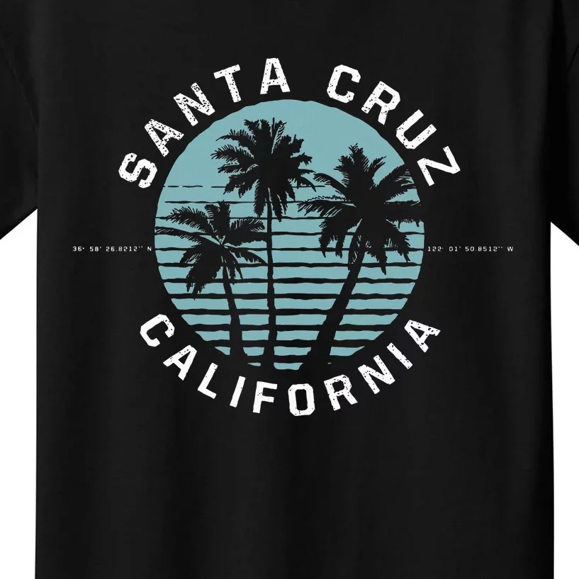 Santa Cruz California Sunset 70s 80s Surfer Summer Sun Kids T-Shirt