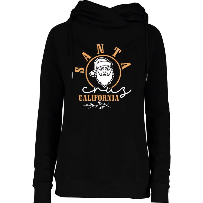 Santa Cruz California Funny Christmas Womens Funnel Neck Pullover Hood