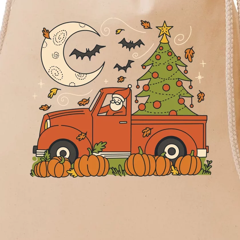 Santa Claus Christmas Holiday Truck Drawstring Bag