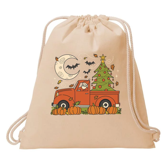 Santa Claus Christmas Holiday Truck Drawstring Bag