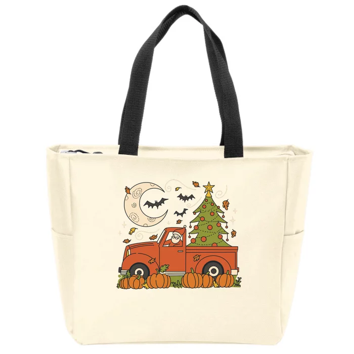 Santa Claus Christmas Holiday Truck Zip Tote Bag