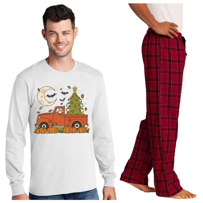 Santa Claus Christmas Holiday Truck Long Sleeve Pajama Set