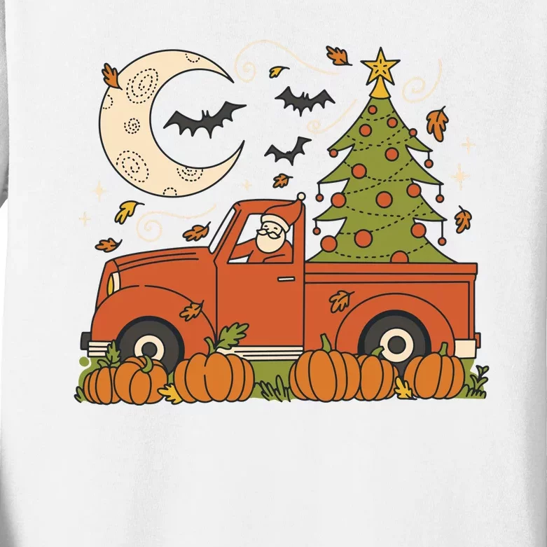 Santa Claus Christmas Holiday Truck Kids Long Sleeve Shirt