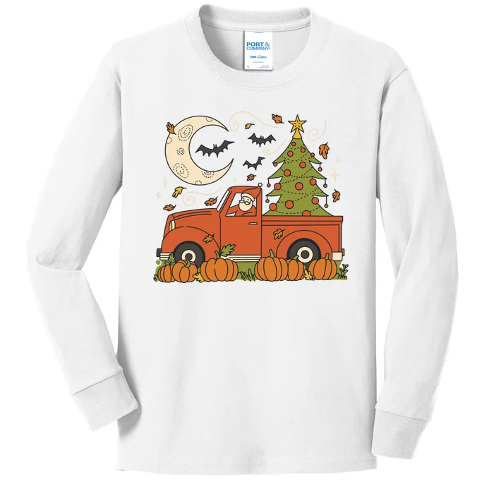 Santa Claus Christmas Holiday Truck Kids Long Sleeve Shirt