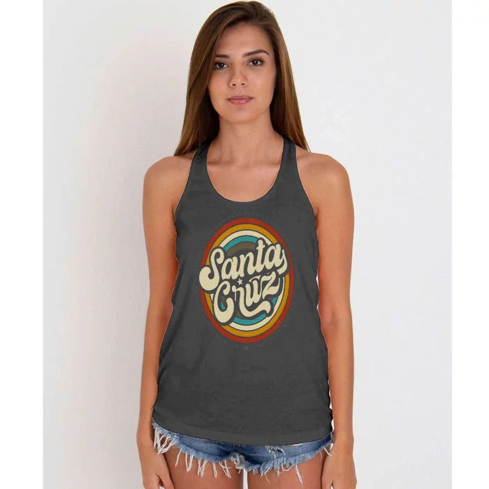 Santa Cruz city in California CA vintage retro souvenir Women's Knotted Racerback Tank