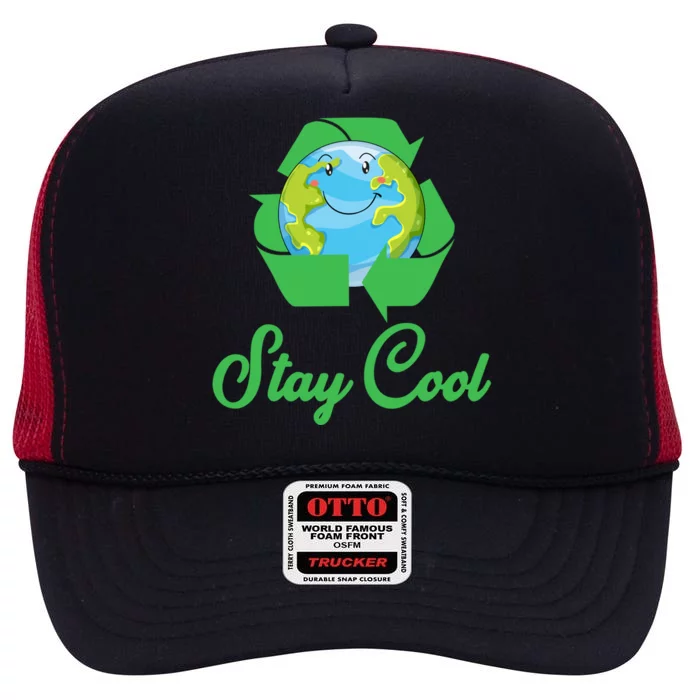 Stay Cool Club Recycle Symbol Green Earth Meaningful Gift High Crown Mesh Trucker Hat